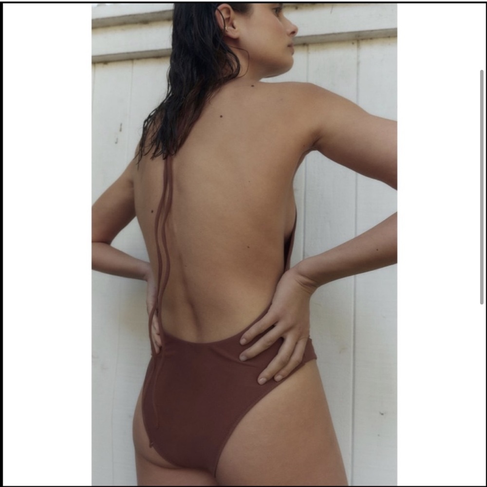 Zara Halter Swimsuit Chocolate Brown NWT size Small - Picture 4 of 7